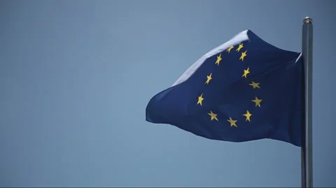 EU Flag Fly Against Blue Sky Stock Footage 52842777