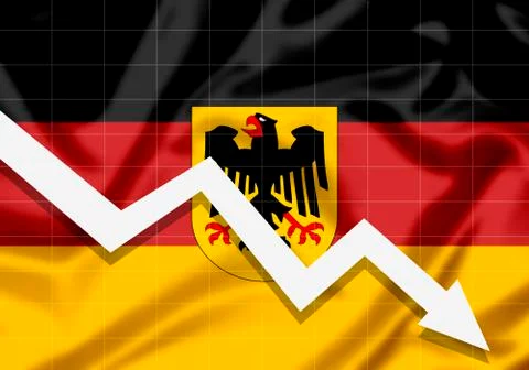 EU Flag Germany down arrow, the concept of failures Stock Illustration