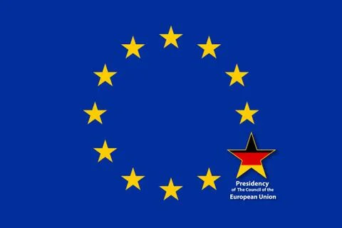 EU Flag, one star bigger with the flag of Germany inside Stock Illustration