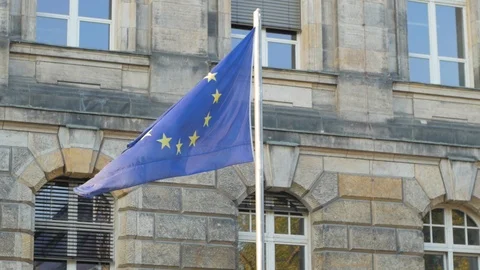 EU flag outdoors Stock Footage 101979084