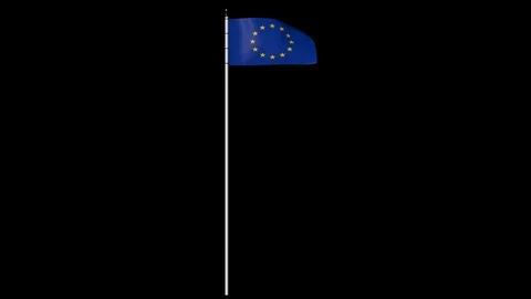 EU Flag on Pole with Alpha Channel 库存影片 87236217