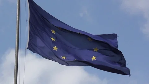 EU Flag slow-mo Stock Footage 80788768