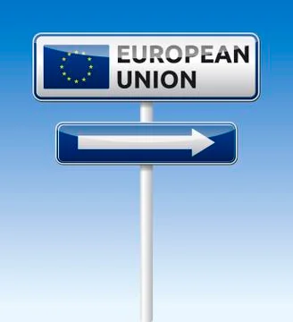 Eu flag, traffic board Stock Illustration