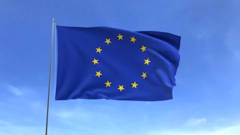 EU flag waving in the sky Stock Footage 167813163