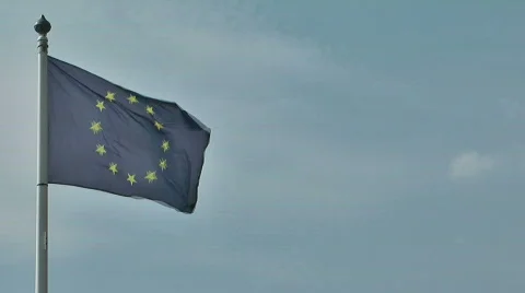 EU flag waving in the wind Stock Footage 567423