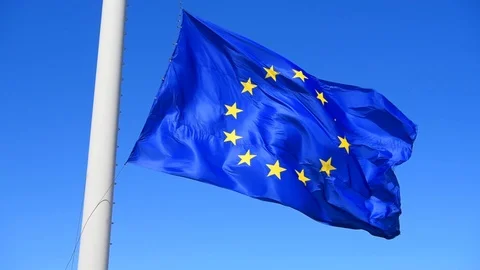 EU flag waving in the wind Stock Footage 93220570