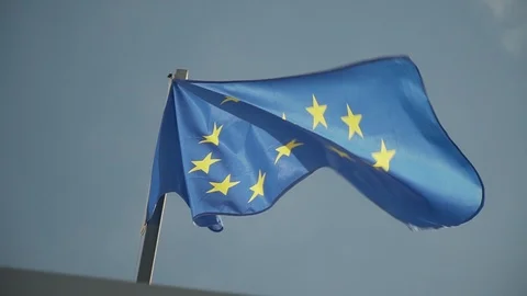 EU flag waving in the wind Stock Footage 113226297