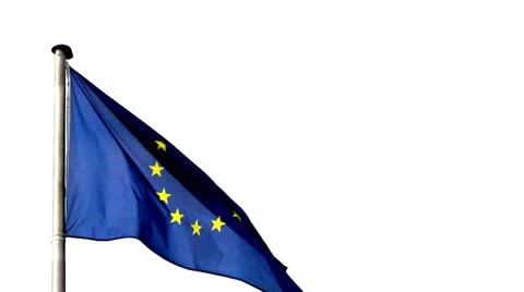 EU flag on a white background Stock Footage 20619449