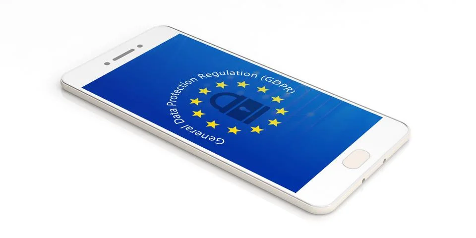 EU GDPR. Smartphone with General Data Protection Regulation and European Unio 스톡 일러스트