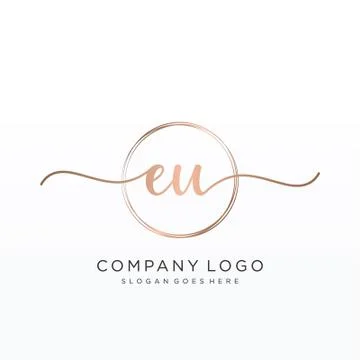 EU Initial handwriting logo design Stock Illustration