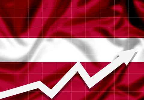 EU Latvia flag with up arrow Stock Illustration