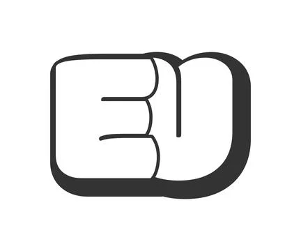 EU logo, bubble comic lettering, rounded in graffiti style black and white .. Stock Illustration