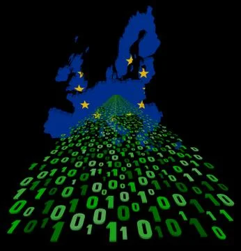 Eu map flag with binary foreground illustration Stock Illustration