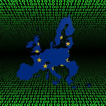 Eu map flag over binary background illustration 스톡 일러스트