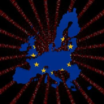 EU map flag on red hex code burst illustration Stockillustratie