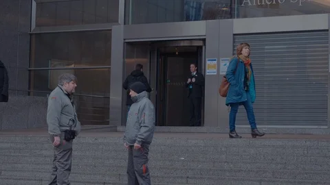 EU parliament main gate Stock Footage 88059736