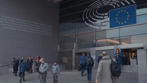 EU parliament main gate Stock Footage 88060262