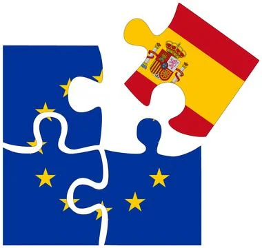 EU - Spain : puzzle shapes with flags Illustrazione stock