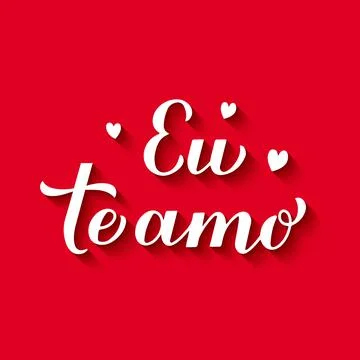 Eu Te Amo calligraphy hand lettering on red background. I Love You in Portugu Stock Illustration