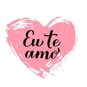 Eu Te Amo calligraphy hand lettering on grunge heart. I Love You inscriptio.. Stock Illustration