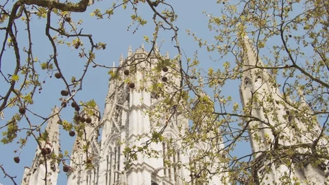 EU Town - Gothic church at springtime Stock Footage 119699016