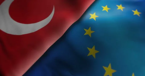 EU Turkey waving flags seamless loop Stock Footage 315116259