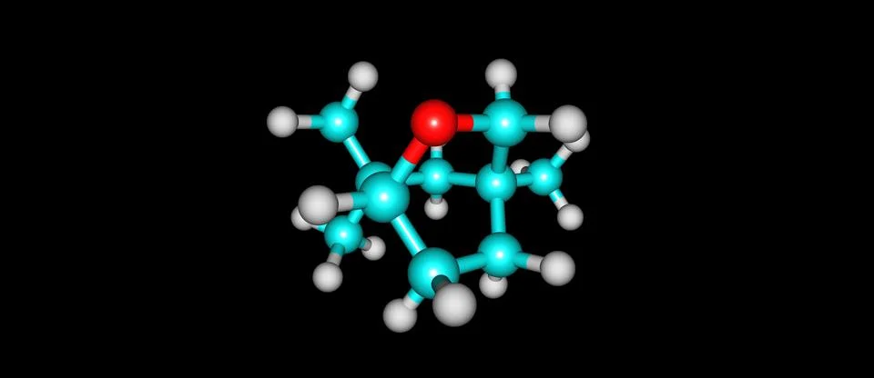 Eucalyptol molecular structure isolated on black Stock Illustration
