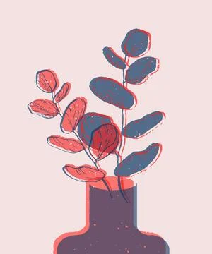 Eucalyptus branches in a vase. Stock Illustration