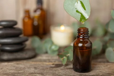 Eucalyptus essential oil Stock Photos