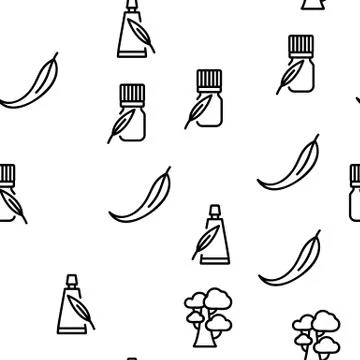Eucalyptus Herbal Leaf Vector Seamless Pattern 스톡 일러스트