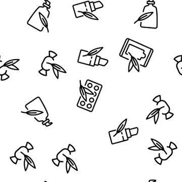 Eucalyptus Herbal Leaf Vector Seamless Pattern Stock Illustration