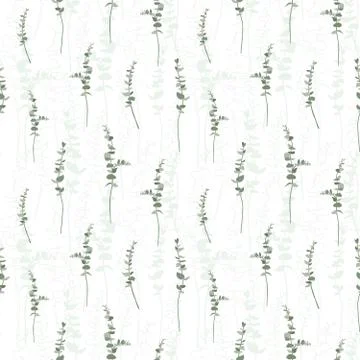 Eucalyptus leaf seamless pattern. design background. Vector illustration Illustrazione stock