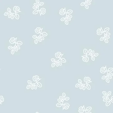 Eucalyptus leaves line seamless pattern Stock Illustration