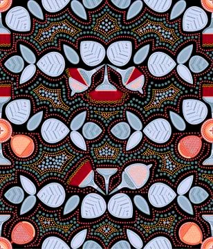 Eucalyptus seamless pattern. Point Art. Australian Aboriginal art. Limited co Stock Illustration