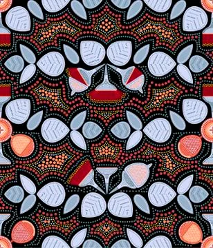 Eucalyptus seamless pattern. Point Art. Australian Aboriginal art. Limited color Stock Illustration