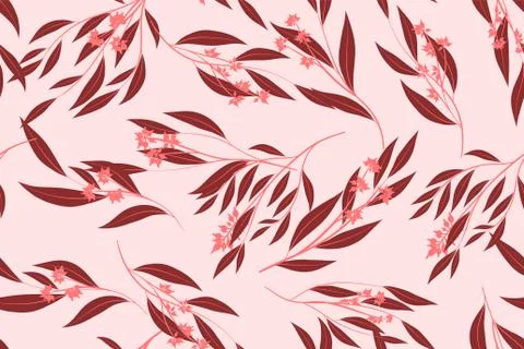 Eucalyptus Seamless Pattern. Summer Background in Pastel Color Design. Vector Stock Illustration