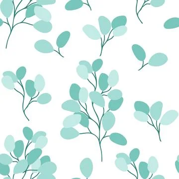Eucalyptus twigs seamless pattern vector illustration. Stock Illustration