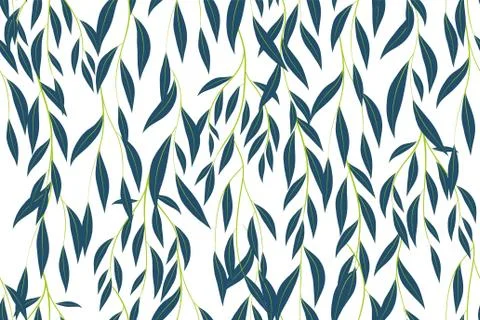 Eucalyptus Vector. Colorful Seamless Pattern with Vector Leaves, Branches and Stock Illustration