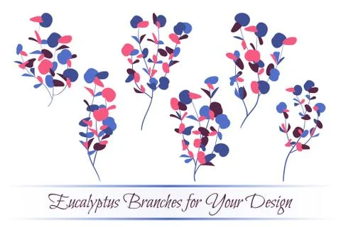Eucalyptus Vector. Decorative Vector Leaves and Branches. Elegant Foliage. Be Stock Illustration
