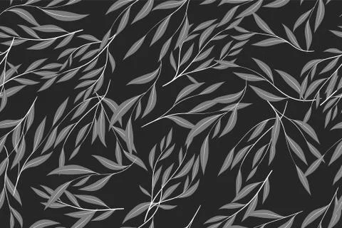 Eucalyptus Vector. Monochrome Seamless Pattern with Vector Leaves, Branches a Stock Illustration