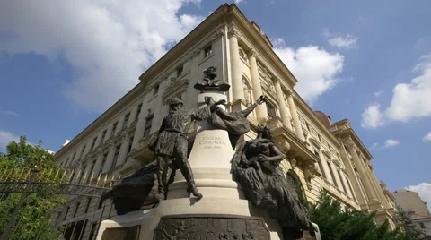 Eugeniu Carada Monument in Bucharest Stock Footage 58037548