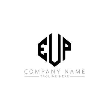 EUP letter logo design with polygon shape. EUP polygon and cube shape logo .. Stock Illustration