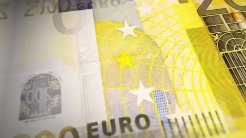 EUR €200 Banknotes Sliding in Close-Up Macro Loop Animation Stock Footage 292323974