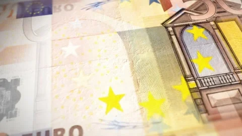 EUR €50 Banknotes Sliding in Close-Up Macro Loop Animation Stock Footage 292323922