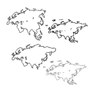 Eurasia. Continent with the contours of the countries. Vector drawing Stock Illustration