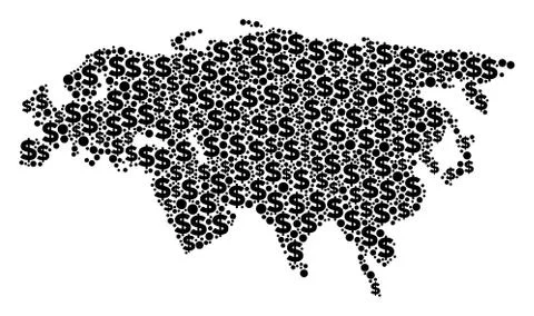 Eurasia Map GDP Collage of Dollar and Circles Stock Illustration