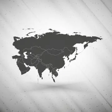 Eurasia map on gray background, grunge texture vector illustration Stock Illustration