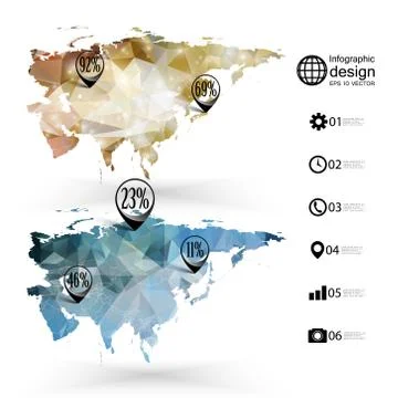 Eurasia map template, triangle design, infographics vector illustration 스톡 일러스트