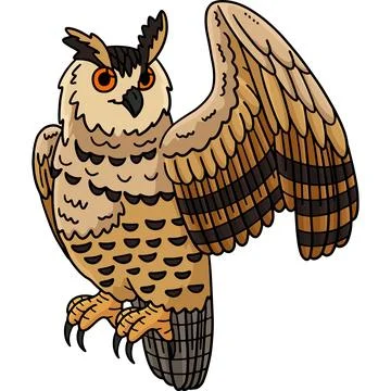 Eurasian Eagle Owl Cartoon Colored Clipart Stock Illustration