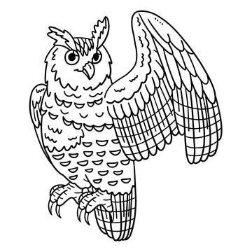Eurasian Eagle Owl Isolated Coloring Page for Kids Stock Illustration